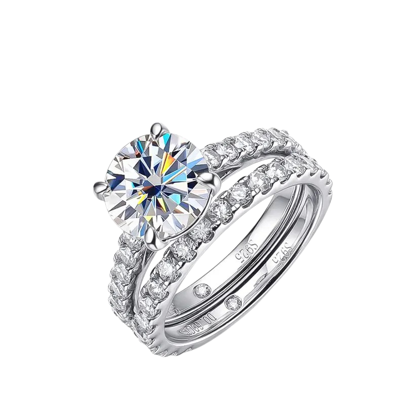 D VVS1 Moissanite Bridal Set - S925 Sterling Silver 4.2ct