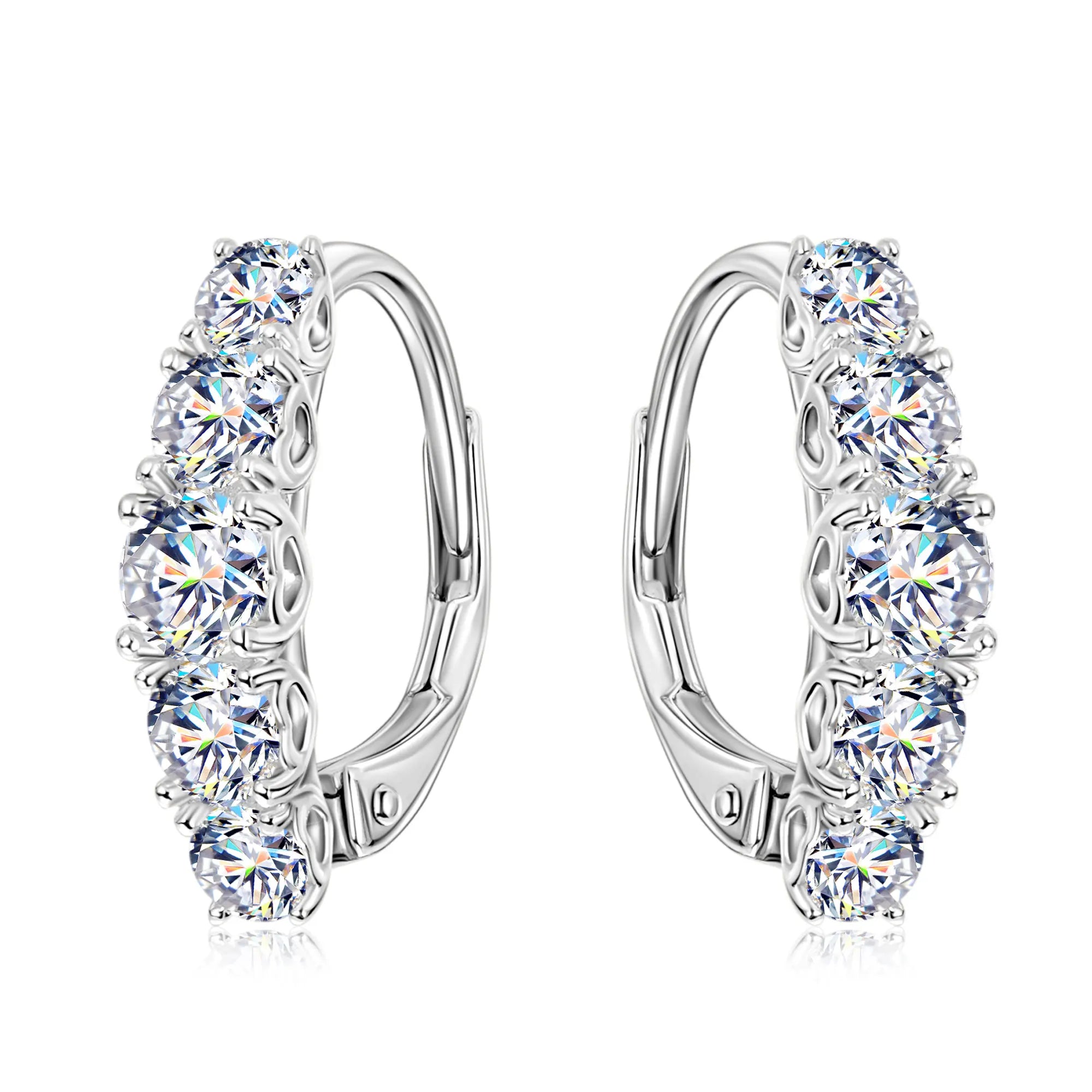 1.8CT Full Moissanite Hoop Earrings for Women Sparkling Brilliant Cut S925 Sterling Silver Plated 18k Heart Earring