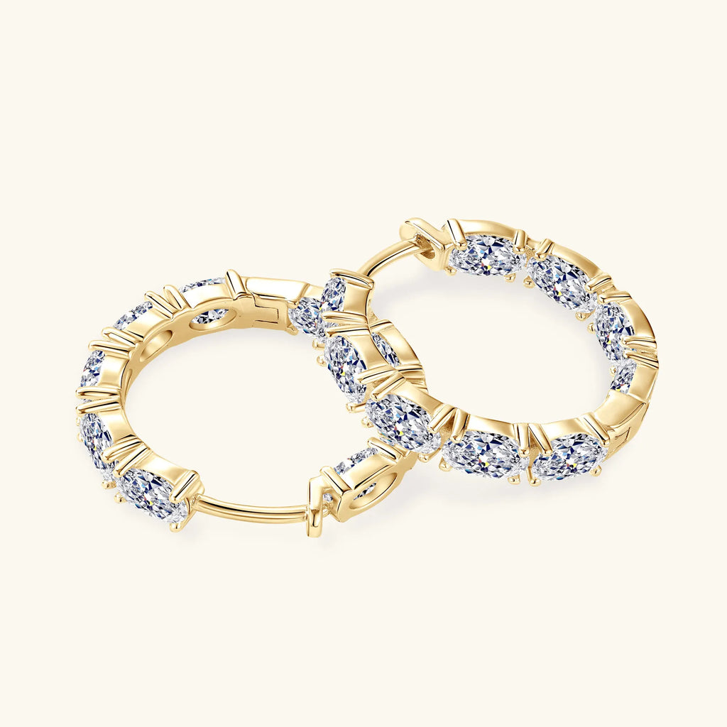 Oval Cut Moissanite Hoop Earrings Women Wedding 5.4CT Lab Diamond Classic Earring Pure S925 Silver Plated 18K Hoops