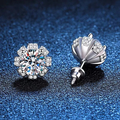 Flower Moissanite Stud Earrings