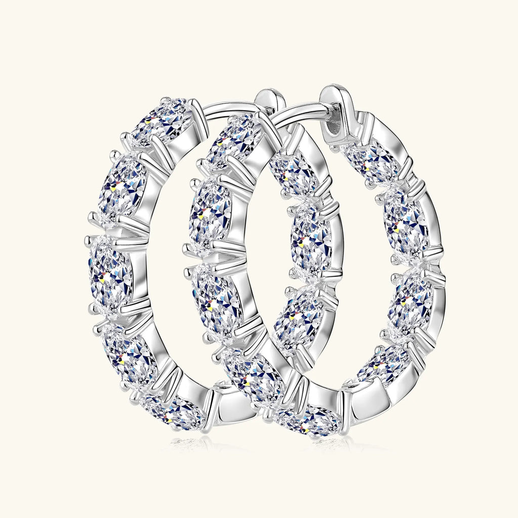 Oval Cut Moissanite Hoop Earrings Women Wedding 5.4CT Lab Diamond Classic Earring Pure S925 Silver Plated 18K Hoops
