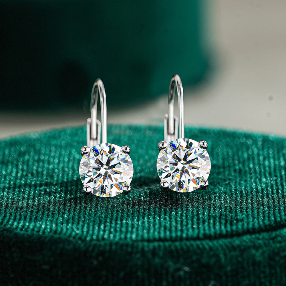 GRA Certified 1CT Moissanite Hoop Earrings for Women 6.5mm D Color Solitaire Earrings 925 Sterling Silver Plated 18K