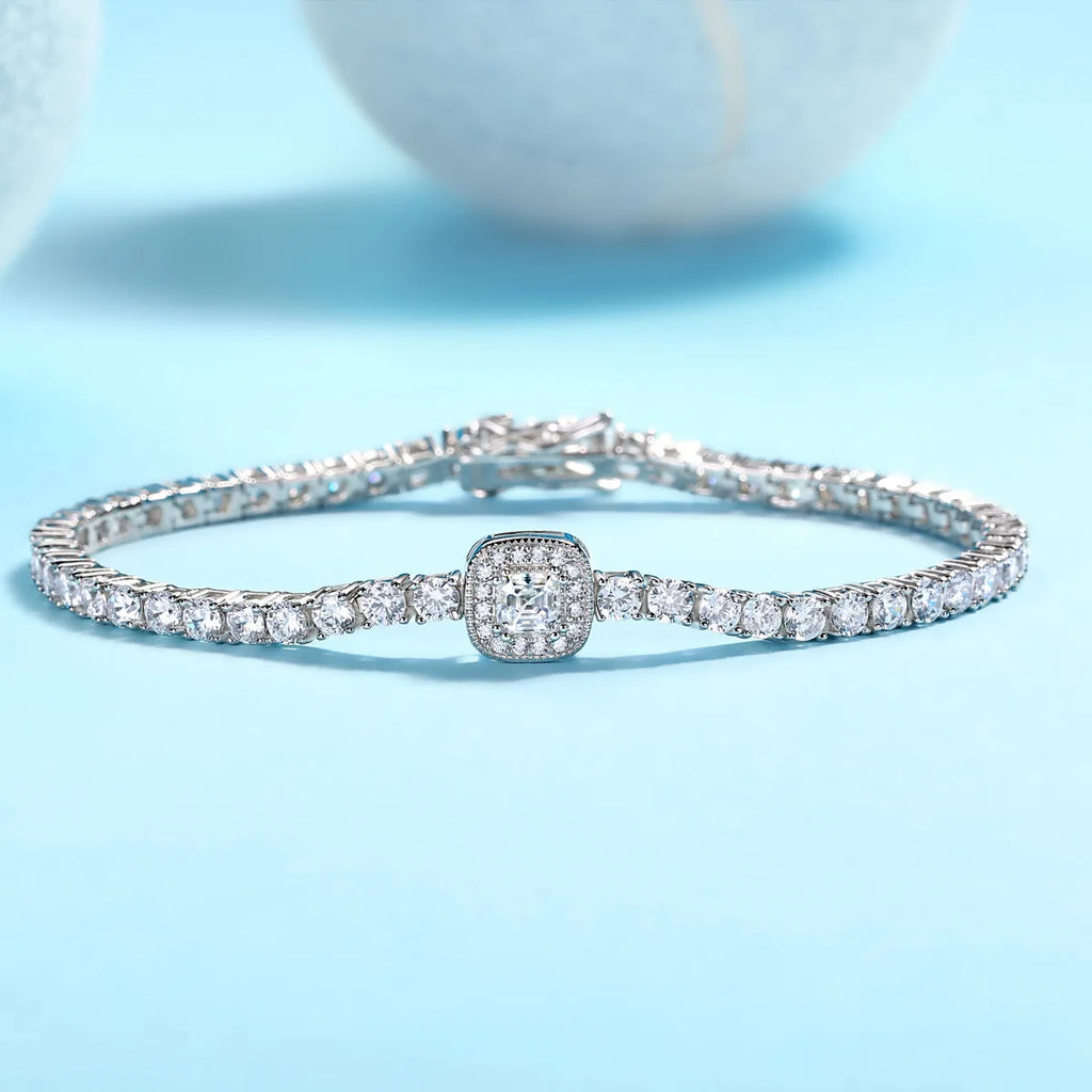 18k Gold Plated 3mm Full Moissanite Tennis Bracelet for Women 925 Silver D Color VVS1 Lab Diamond Bracelets with GRA Certificate