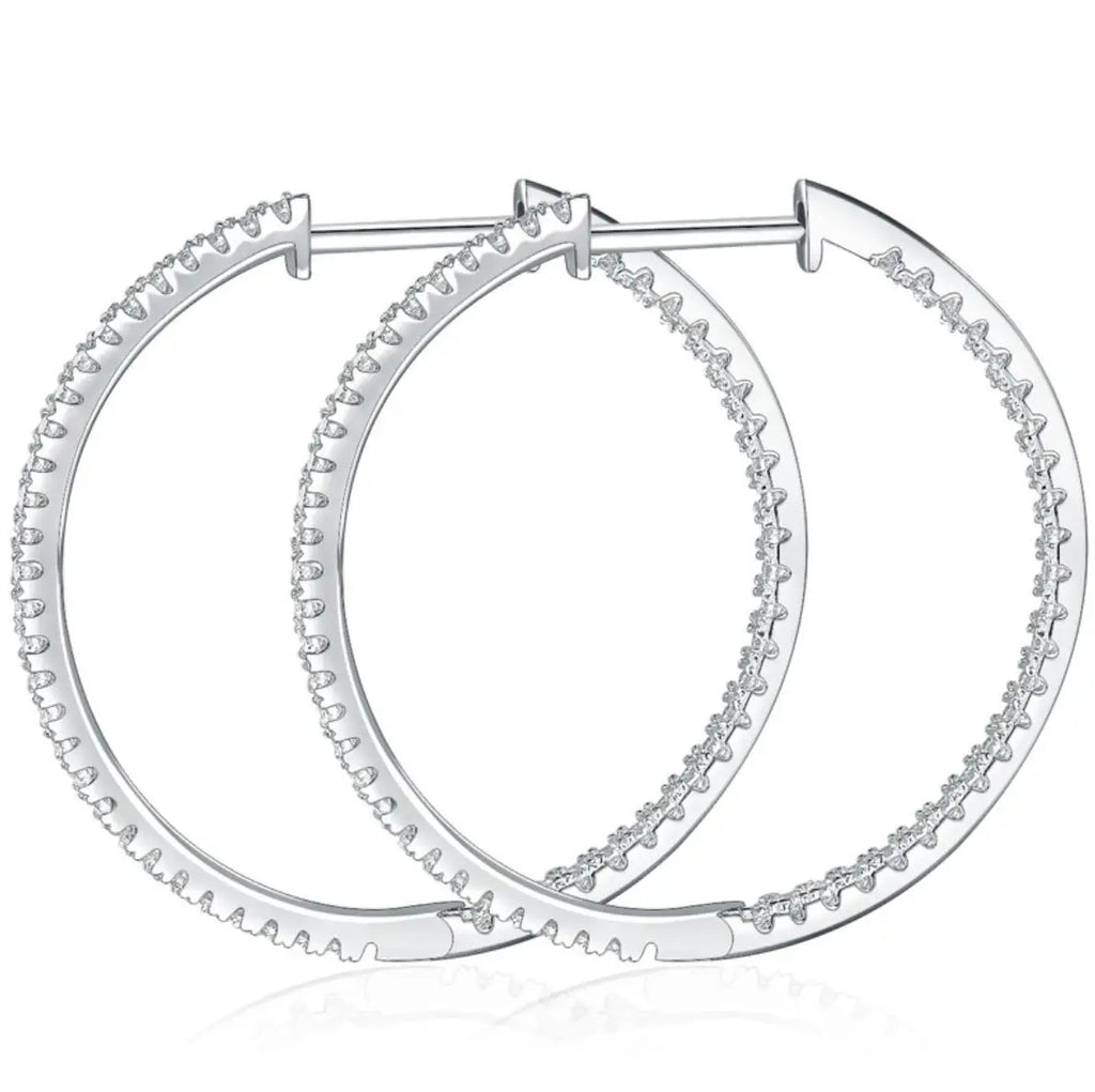 Hoop Earrings for Women Original 925 Sliver VVS1 Diamond Ear Studs Trendy All Moissanite