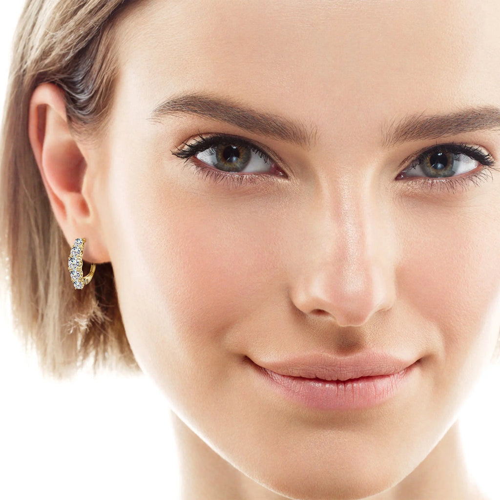 1.8CT Full Moissanite Hoop Earrings for Women Sparkling Brilliant Cut S925 Sterling Silver Plated 18k Heart Earring