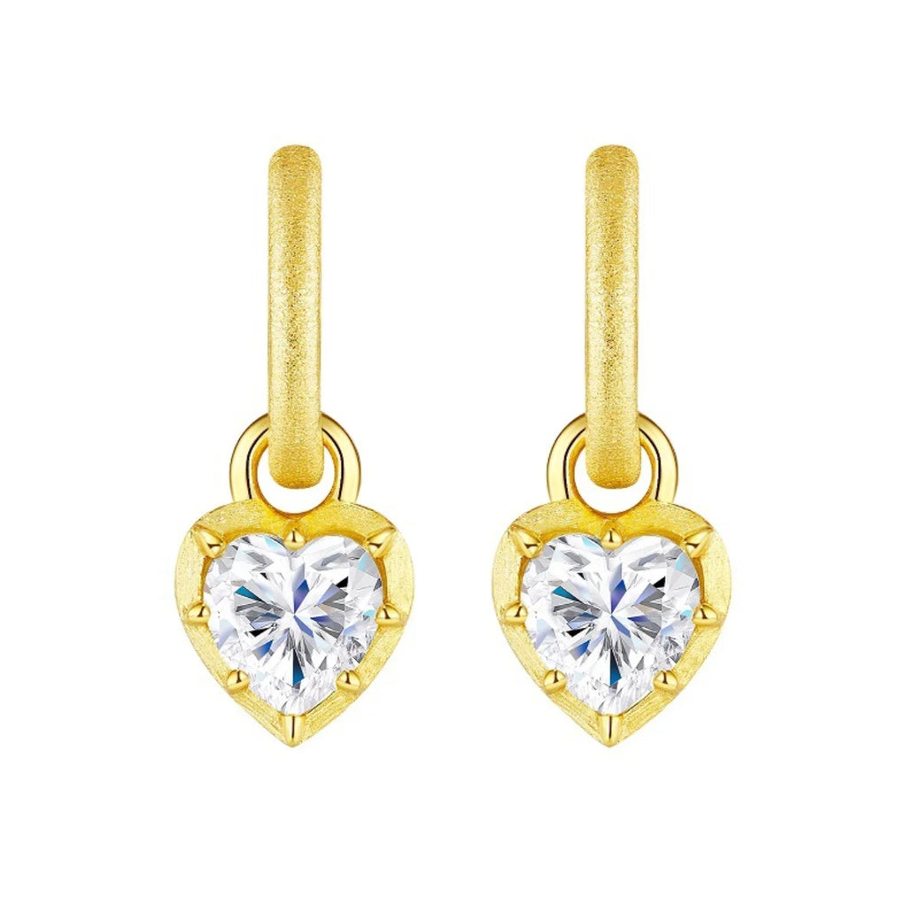 1CT Heart Cut Moissanite Drop Earrings for Women Brushed Frosted S925 Sterling Silver Plated 18k Earring Wedding Party Jewelry