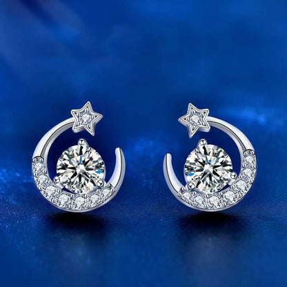 0.5ct Moissanite Star Moon Earrings