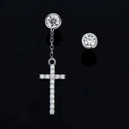 Moissanite Cross Drop Earrings