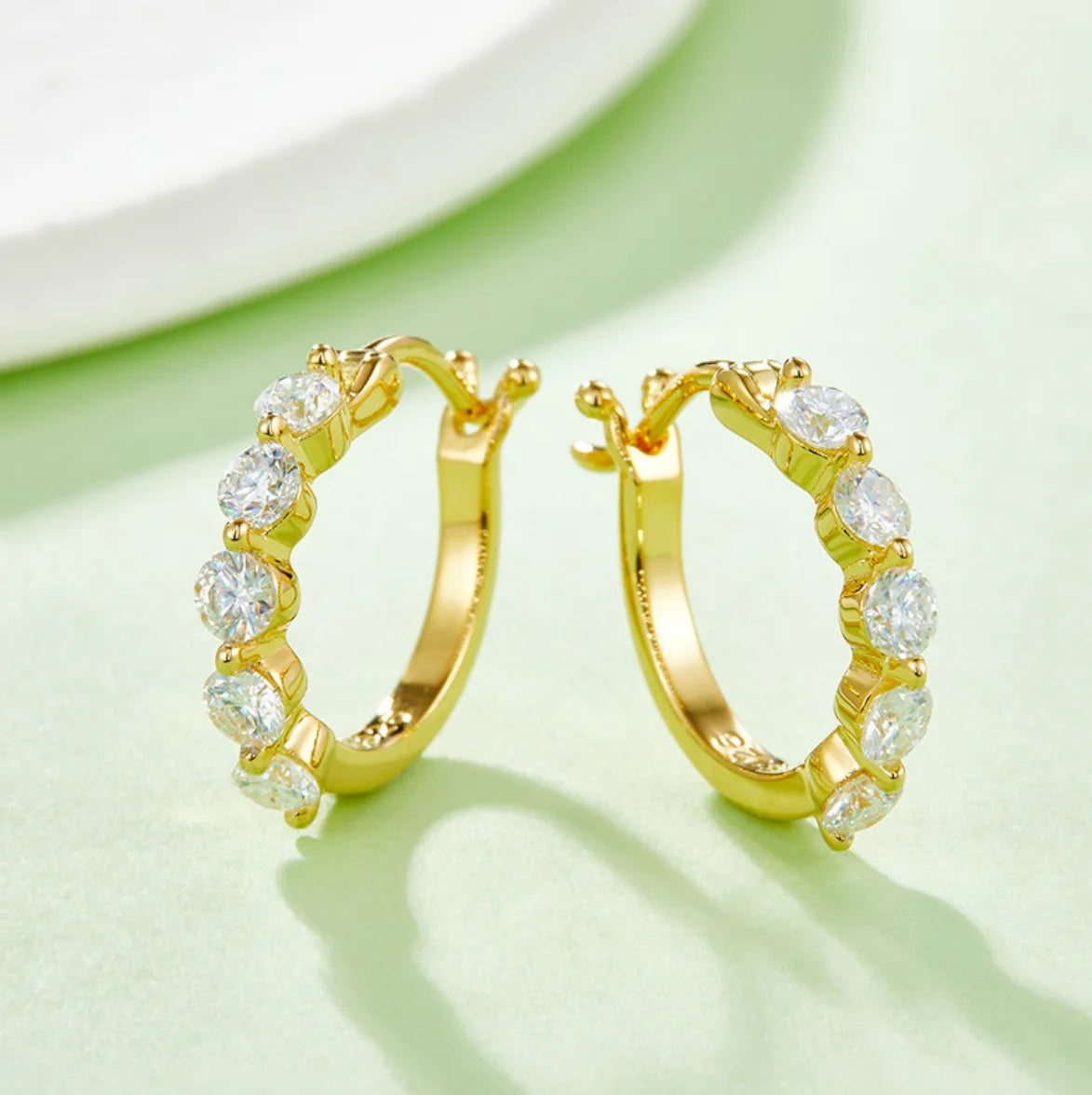 All Moissanite Hoop Earrings for Women Sparkling Classic Wedding Lab Diamond Earring 925 Silver Plated 18K 3mm Rose Gold Color