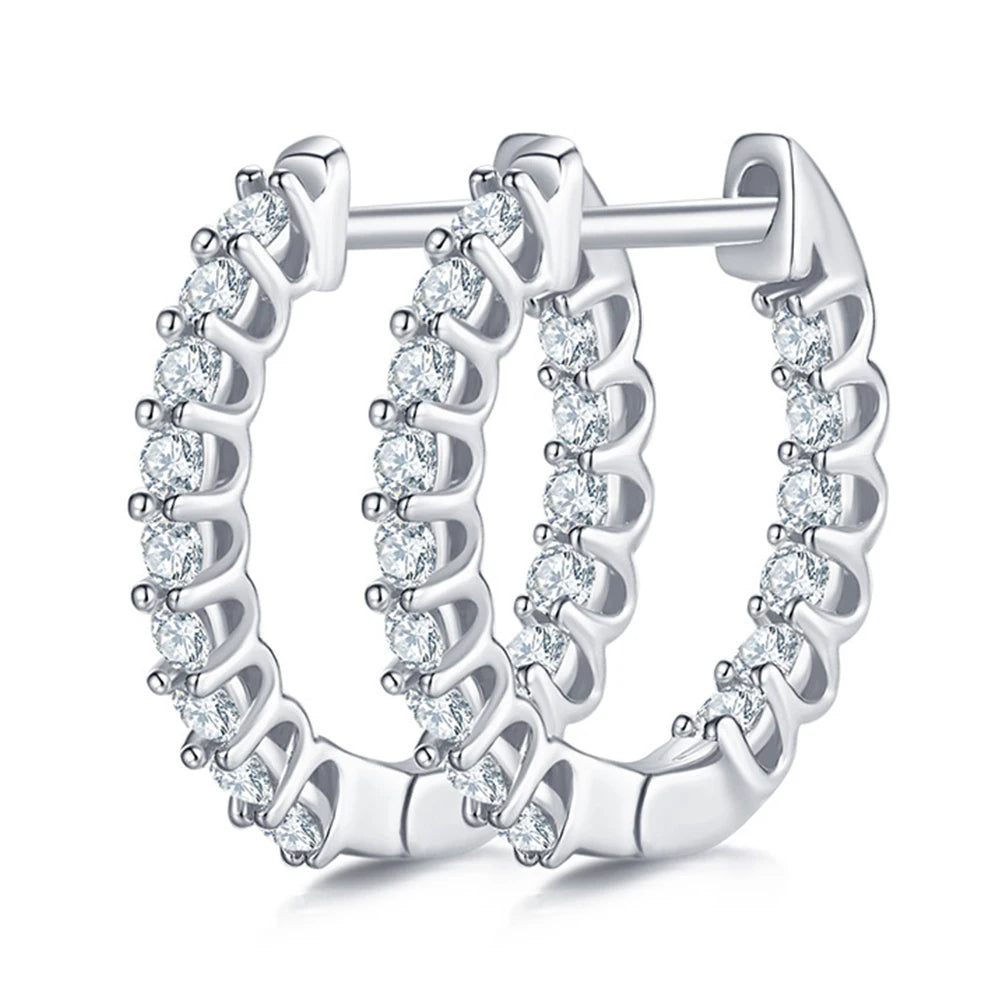 1.5mm Rose Gold Color Moissanite Hoop Earrings for Women 925 Sterling Silver Plated 18k Hypoallergenic Earrings GRA