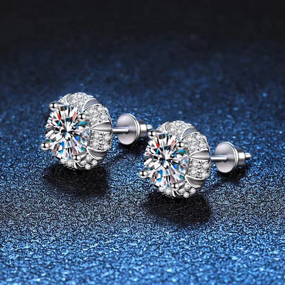 Flower Moissanite Stud Earrings