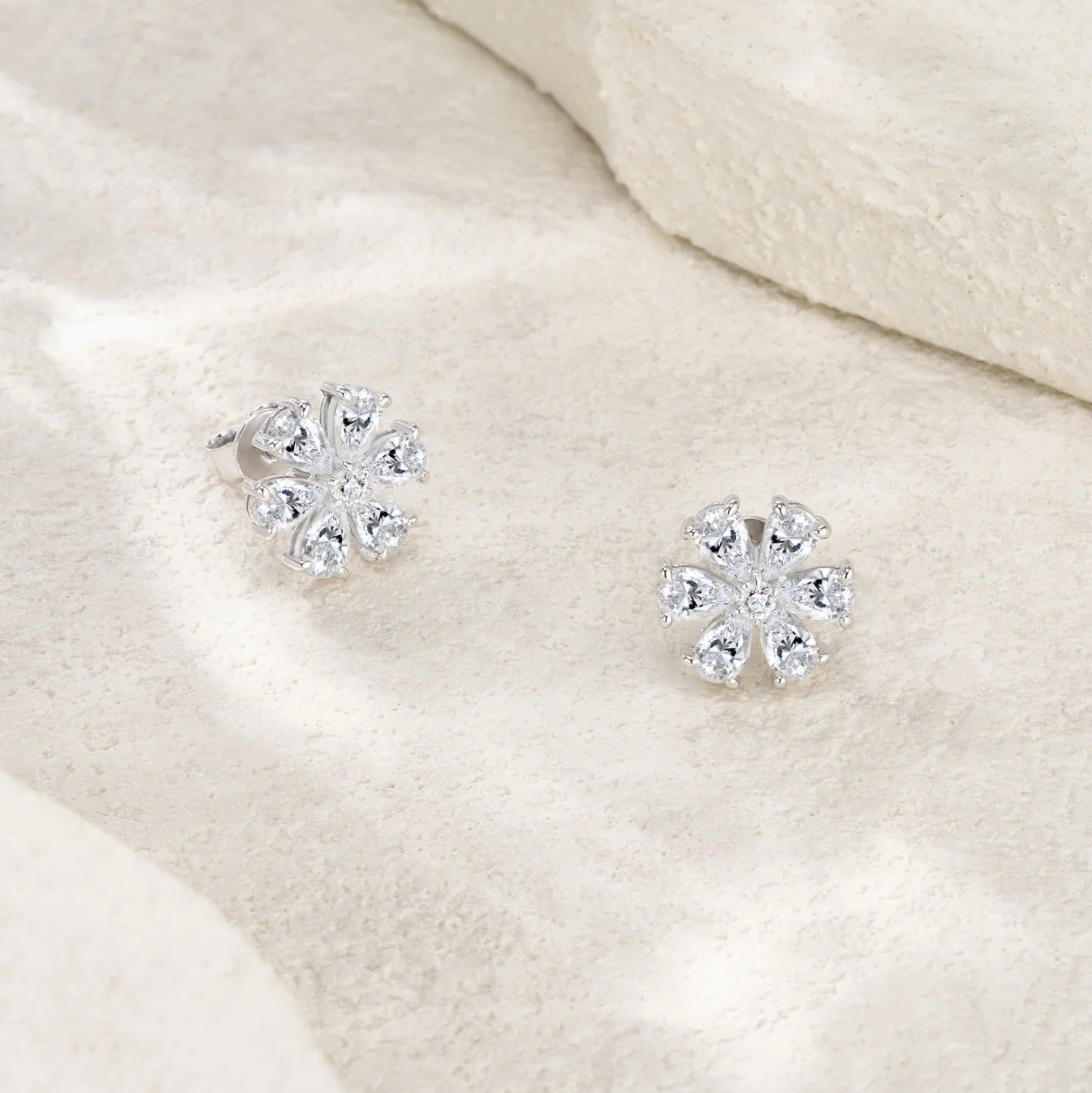 Pear Cut All Moissanite Stud Earrings for Women GRA Certified Flowers Shape Diamond Earrings S925 Silver Jewelry Gift