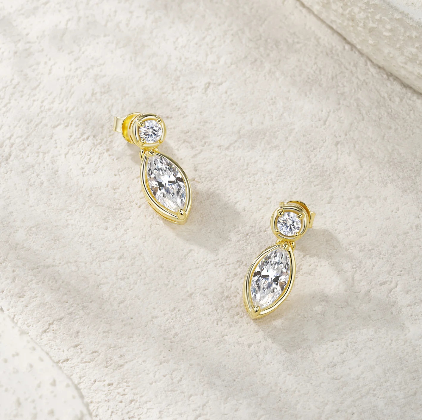 Round/Marquise Cut Moissanite Drop Earrings for Women S925 Sterling Silver Plated 18k Stud Earrings Wedding Jewelry