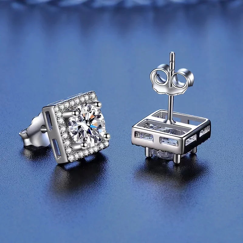 0.5-1ct  Moissanite Square Halo Earrings