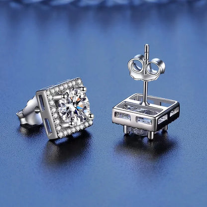 0.5-1ct  Moissanite Square Halo Earrings