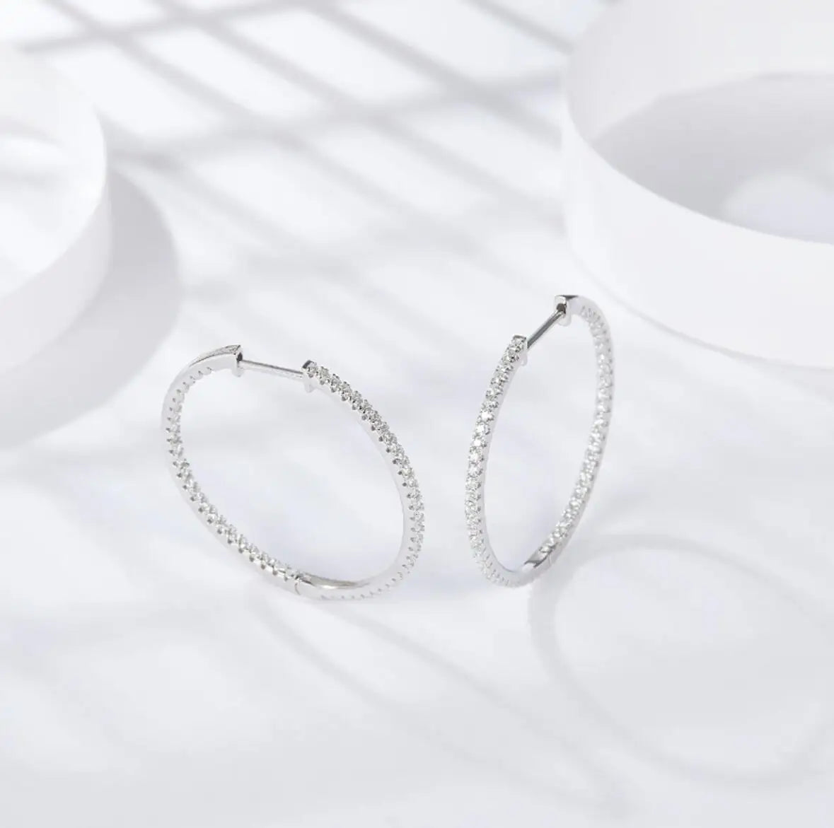 Hoop Earrings for Women Original 925 Sliver VVS1 Diamond Ear Studs Trendy All Moissanite