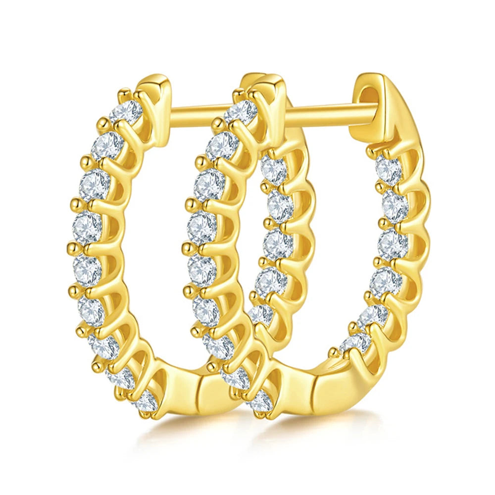 1.5mm Rose Gold Color Moissanite Hoop Earrings for Women 925 Sterling Silver Plated 18k Hypoallergenic Earrings GRA