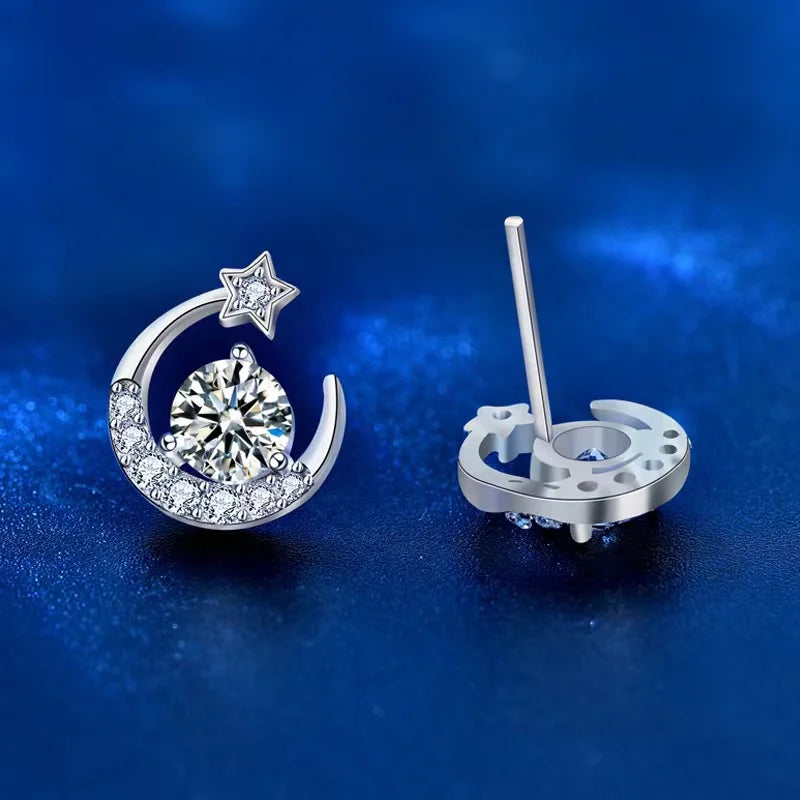 0.5ct Moissanite Star Moon Earrings