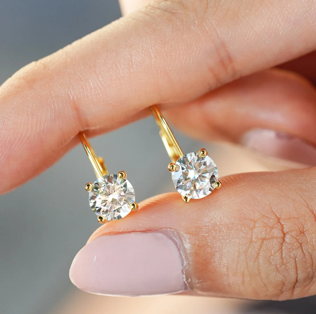 GRA Certified 1CT Moissanite Hoop Earrings for Women 6.5mm D Color Solitaire Earrings 925 Sterling Silver Plated 18K