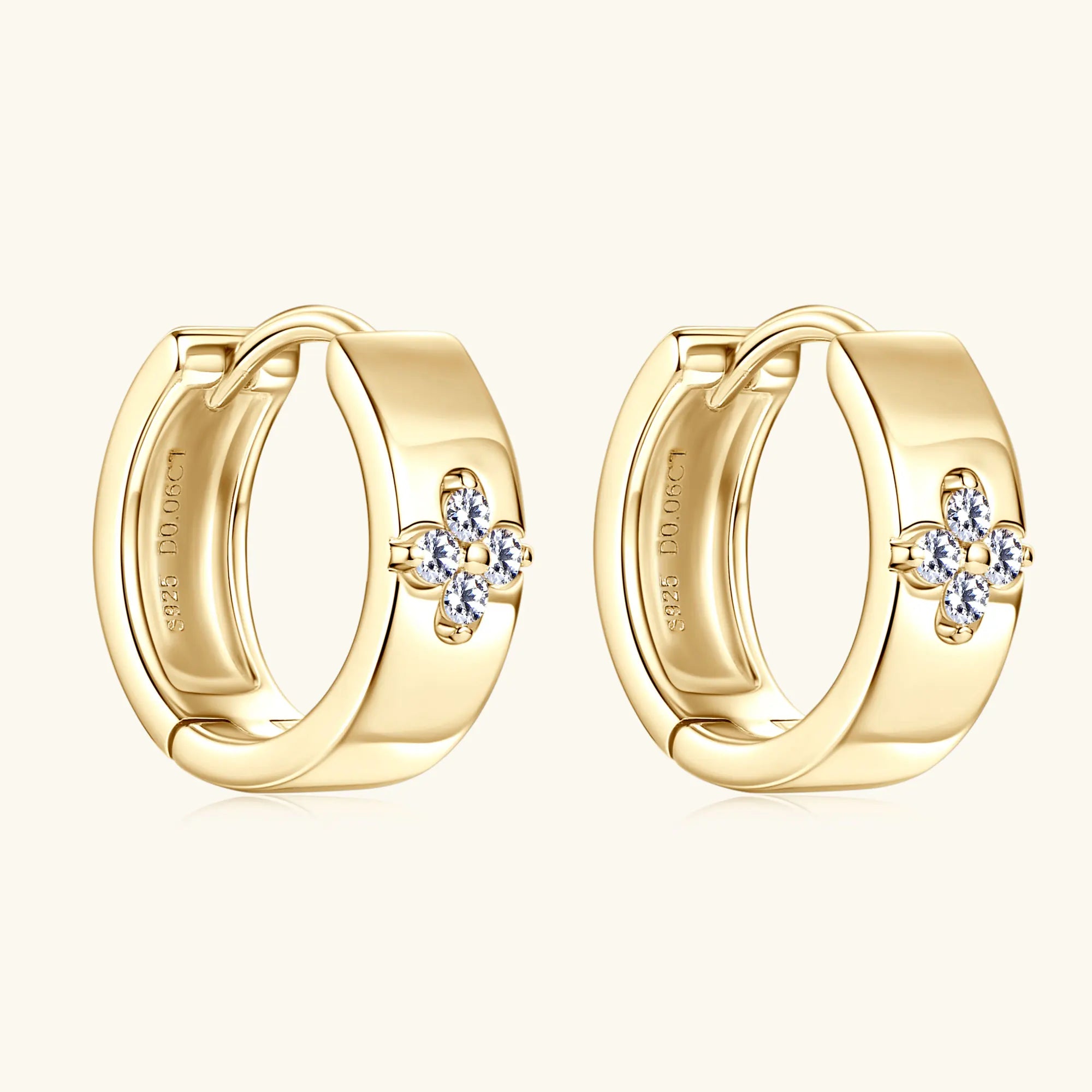 1.5mm Full Moissanite Hoop Earrings for Women Girls  Jewelry Lab Diamond Clover Earring 925 Sterling Silver Jewelry