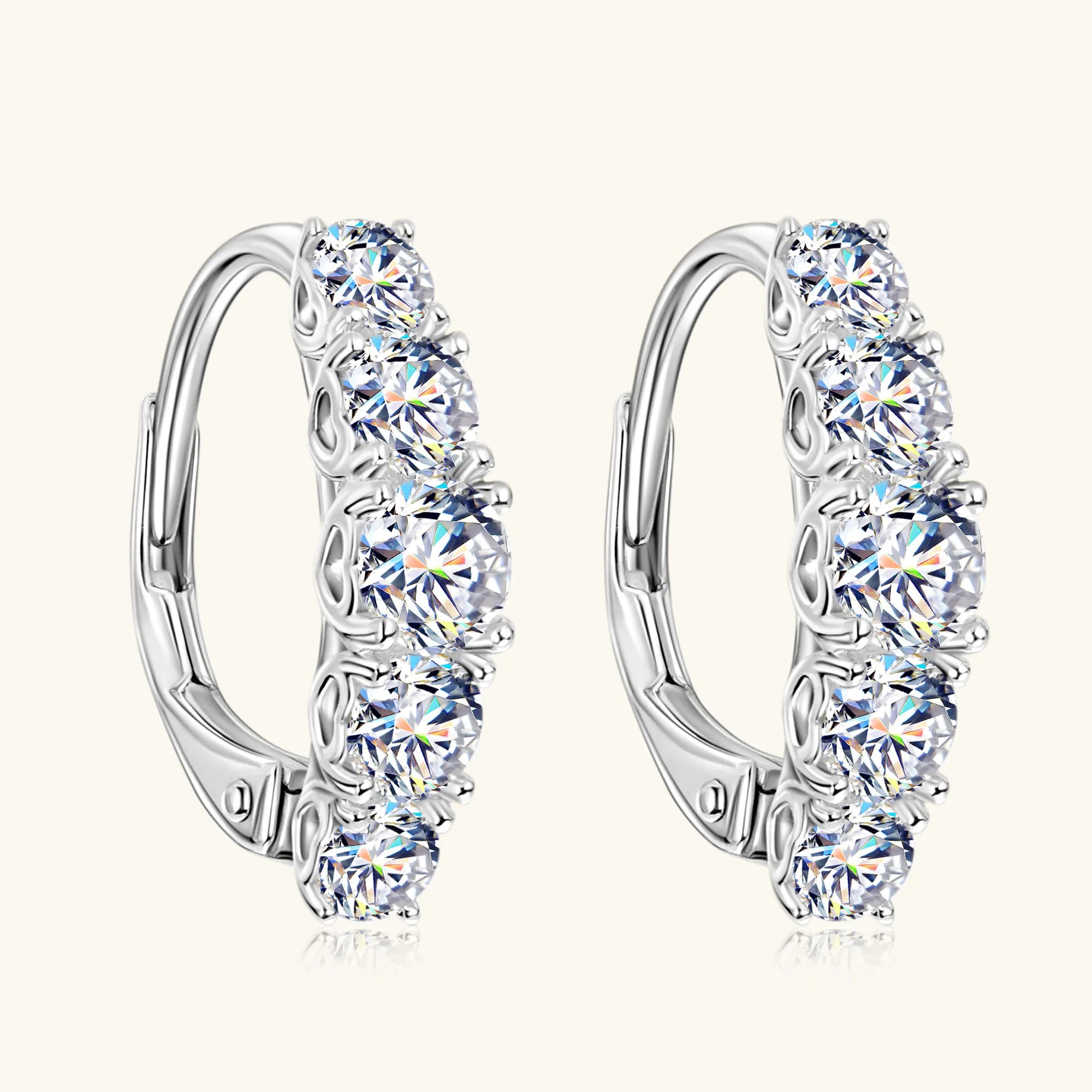 1.8CT Full Moissanite Hoop Earrings for Women Sparkling Brilliant Cut S925 Sterling Silver Plated 18k Heart Earring