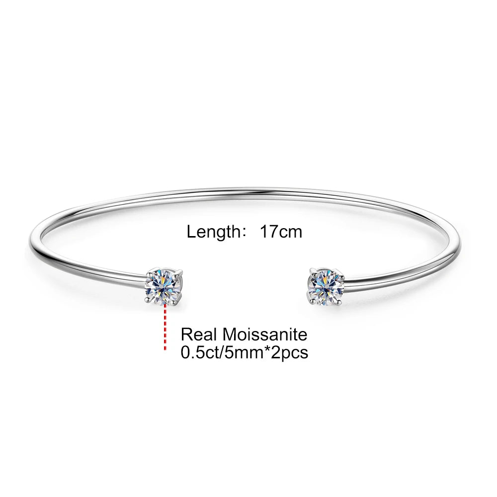 Moissanite Bangle Bracelet 18K Gold Plated 925 Sterling 0.5CT Silver Classic Bangle Bezel Set Diamond Bracelet for Women Gifts