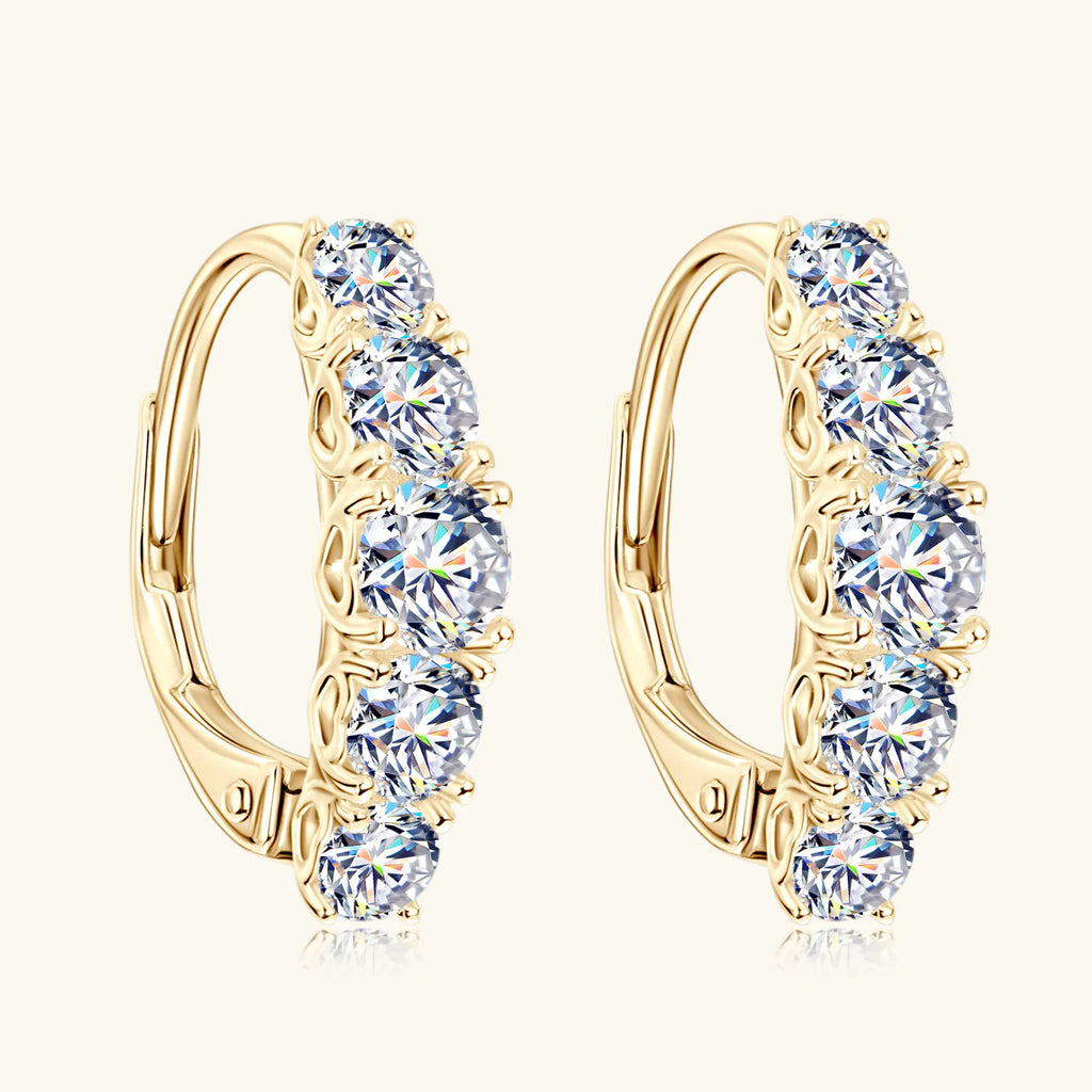 1.8CT Full Moissanite Hoop Earrings for Women Sparkling Brilliant Cut S925 Sterling Silver Plated 18k Heart Earring