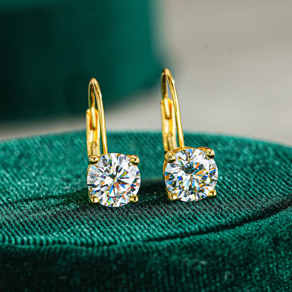 GRA Certified 1CT Moissanite Hoop Earrings for Women 6.5mm D Color Solitaire Earrings 925 Sterling Silver Plated 18K