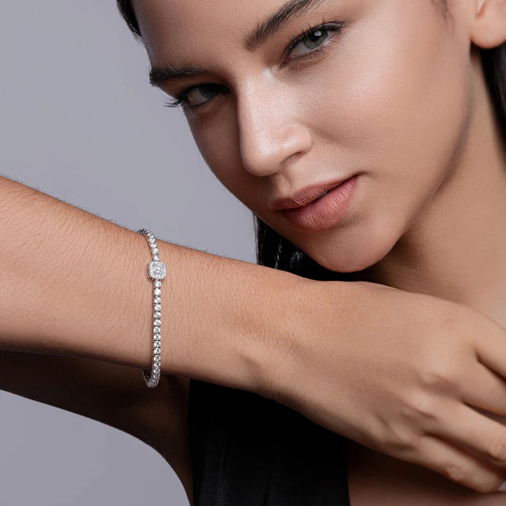 18k Gold Plated 3mm Full Moissanite Tennis Bracelet for Women 925 Silver D Color VVS1 Lab Diamond Bracelets with GRA Certificate