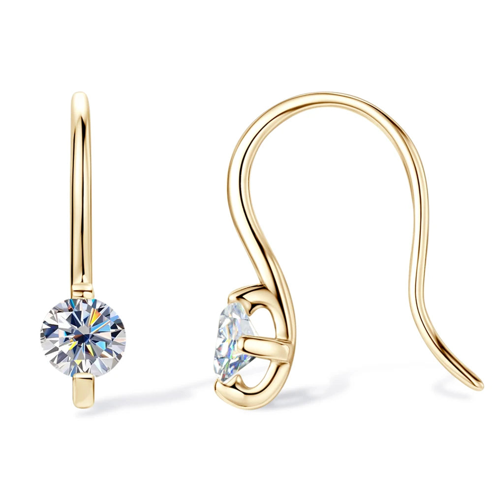 100% 925 Silver Piercing Drop Earrings For Women Plated 18K Gold Jewelry 0.3cttw Moissanite Earrings High Quality Gift