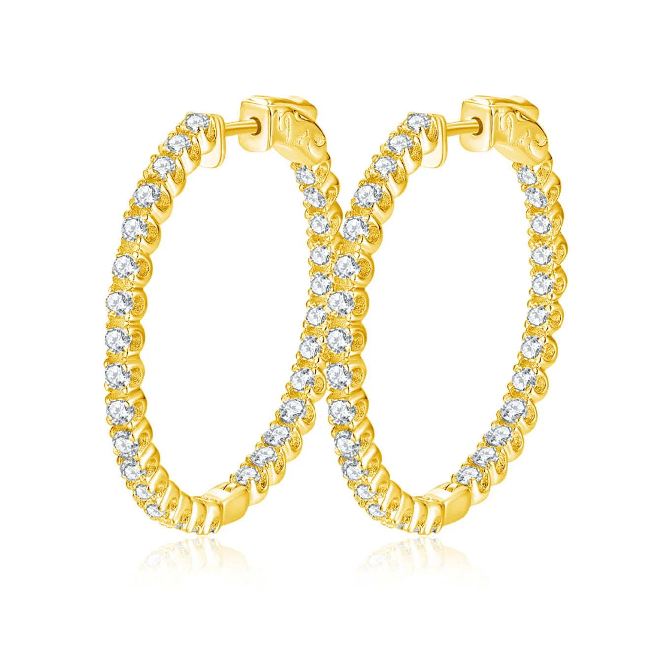 D Color Full Moissanite Hoop Earrings 925 Sterling Sliver Plated with White Gold 2mm Lab Diamond Earring for Women