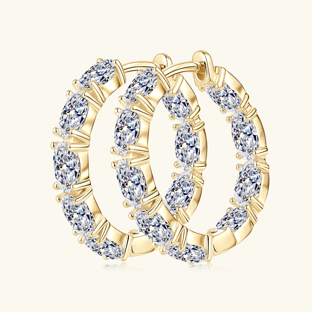 Oval Cut Moissanite Hoop Earrings Women Wedding 5.4CT Lab Diamond Classic Earring Pure S925 Silver Plated 18K Hoops