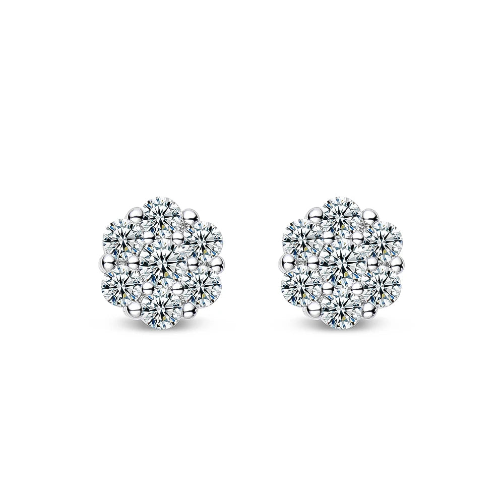 D VVS1 Moissanite Stud Earrings | S925 Silver 18K Plated