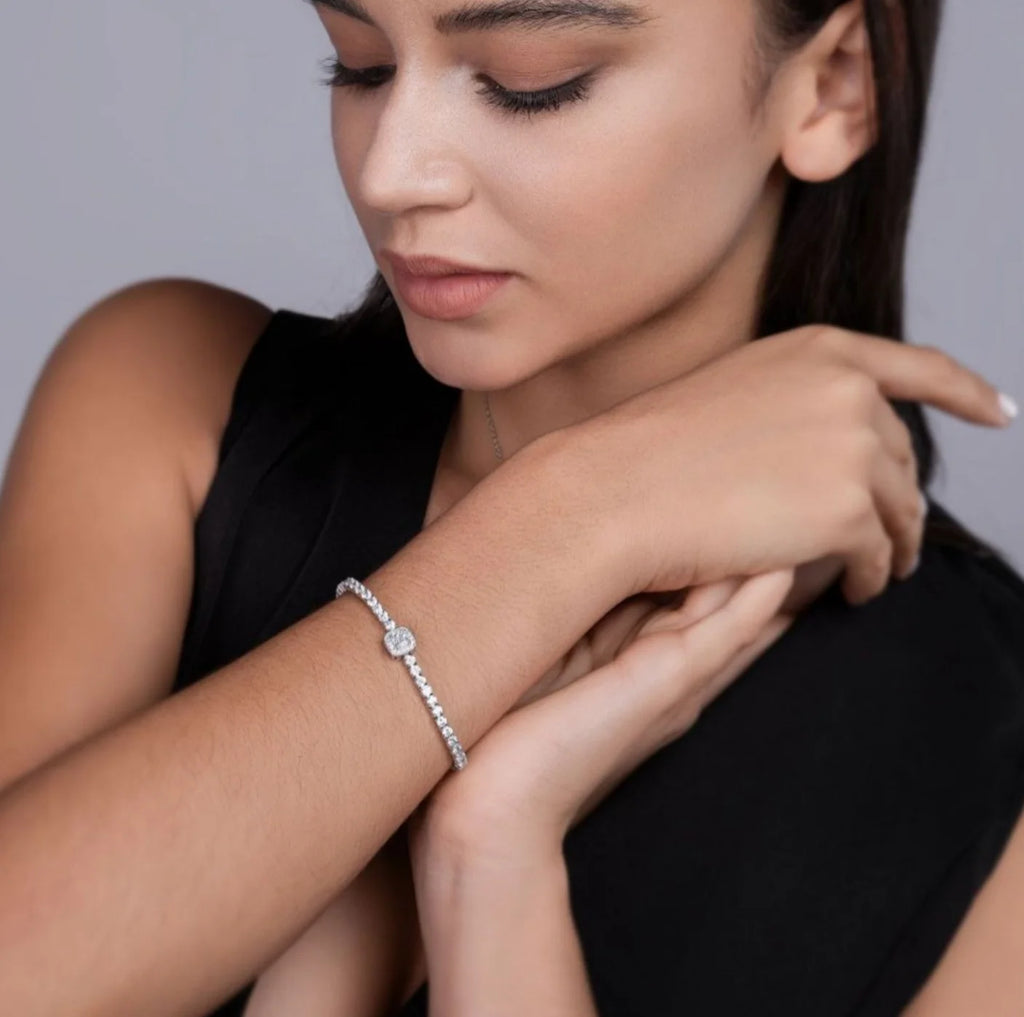 18k Gold Plated 3mm Full Moissanite Tennis Bracelet for Women 925 Silver D Color VVS1 Lab Diamond Bracelets with GRA Certificate