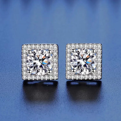 0.5-1ct  Moissanite Square Halo Earrings