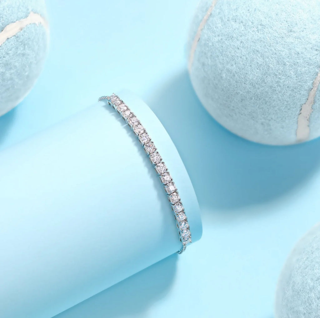 Moissanite Tennis Bracelet 1.8ct-9ct Diamond Bracelets for Women 18K White Gold Plated S925 Sterling Silver Adjustable Bracelets