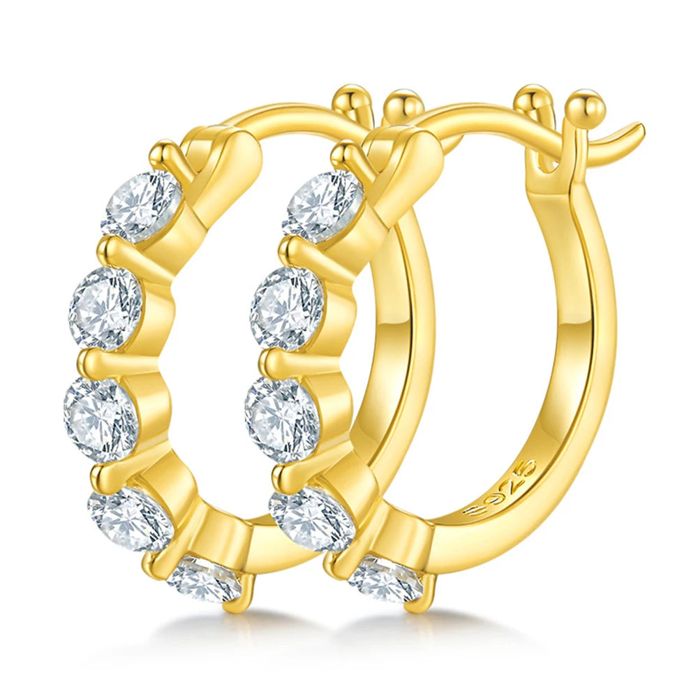 All Moissanite Hoop Earrings for Women Sparkling Classic Wedding Lab Diamond Earring 925 Silver Plated 18K 3mm Rose Gold Color