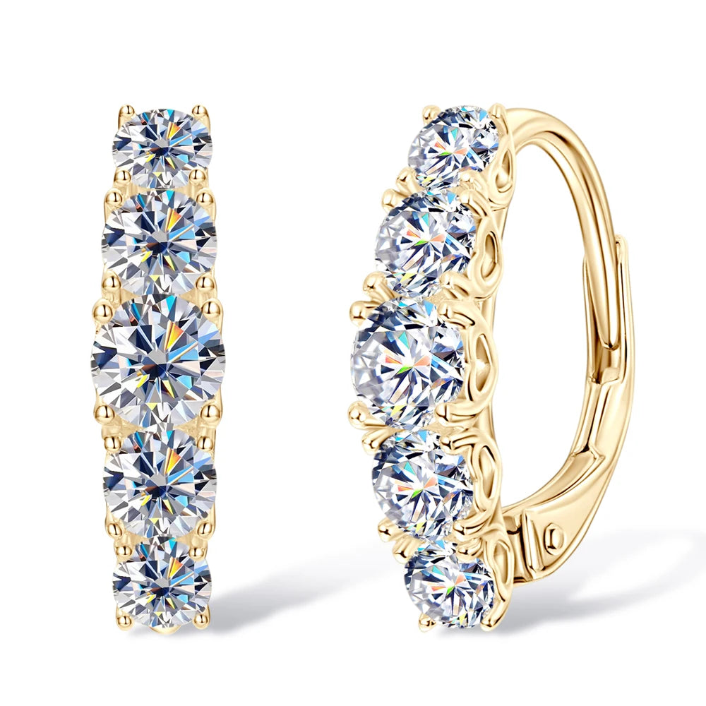 1.8CT Full Moissanite Hoop Earrings for Women Sparkling Brilliant Cut S925 Sterling Silver Plated 18k Heart Earring