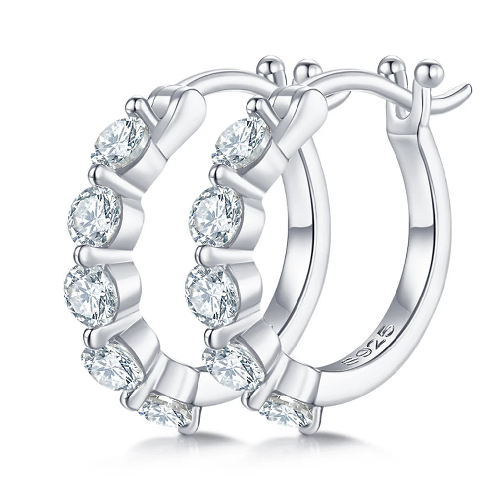 All Moissanite Hoop Earrings for Women Sparkling Classic Wedding Lab Diamond Earring 925 Silver Plated 18K 3mm Rose Gold Color