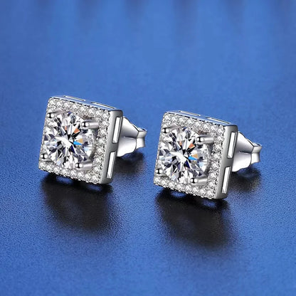 0.5-1ct  Moissanite Square Halo Earrings