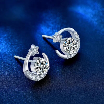 0.5ct Moissanite Star Moon Earrings