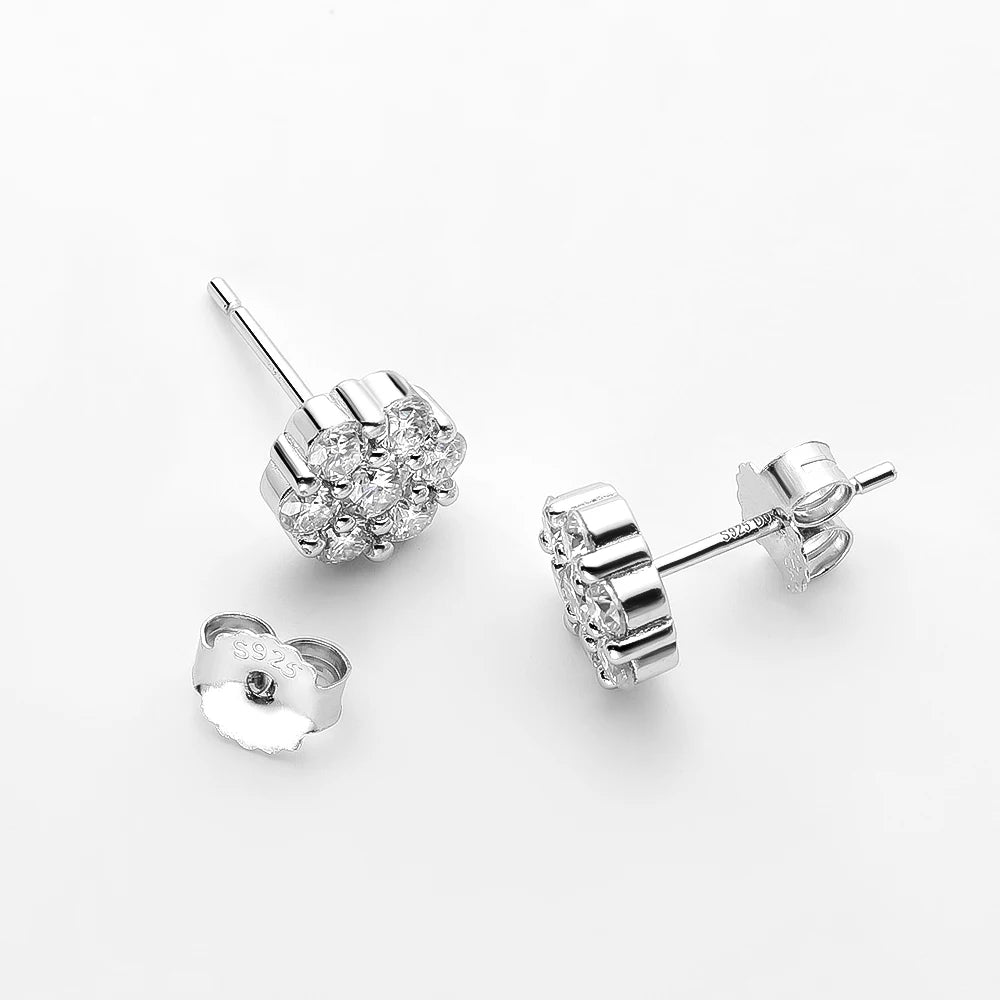 D VVS1 Moissanite Stud Earrings | S925 Silver 18K Plated