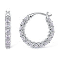 3mm All Moissanite Hoop Earrings 925 Sliver Plated White Gold Earring for Women Classic Sparkly Bridal Wedding Jewelry
