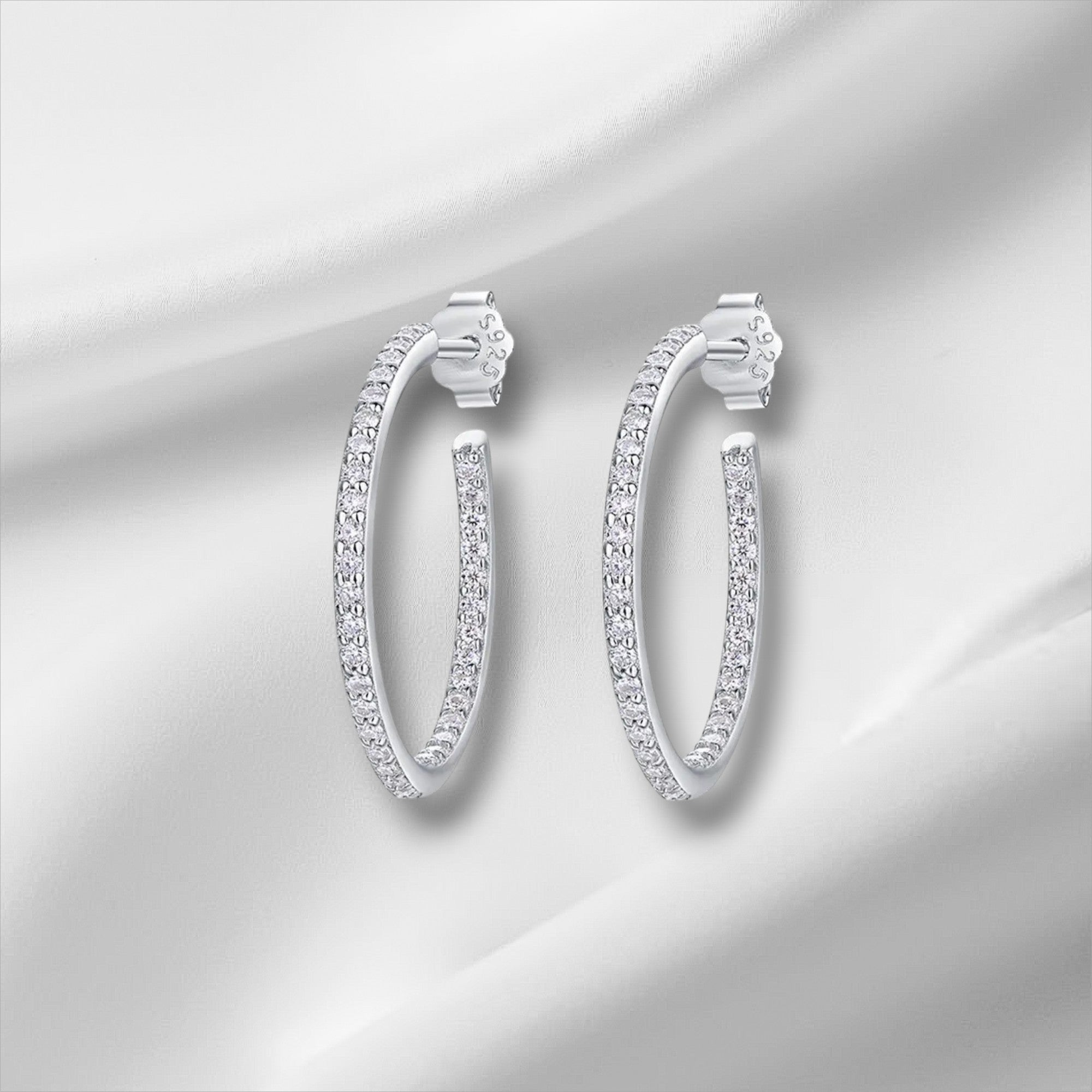 1.5mm Moissanite Hoop Earrings | D VVS1 Silver 1.2ctw
