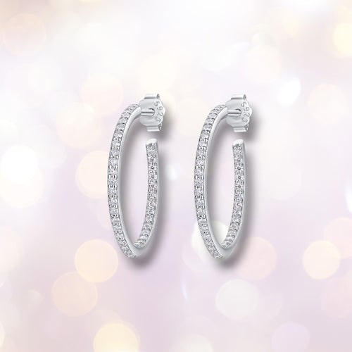 1.5mm Moissanite Hoop Earrings | D VVS1 Silver 1.2ctw