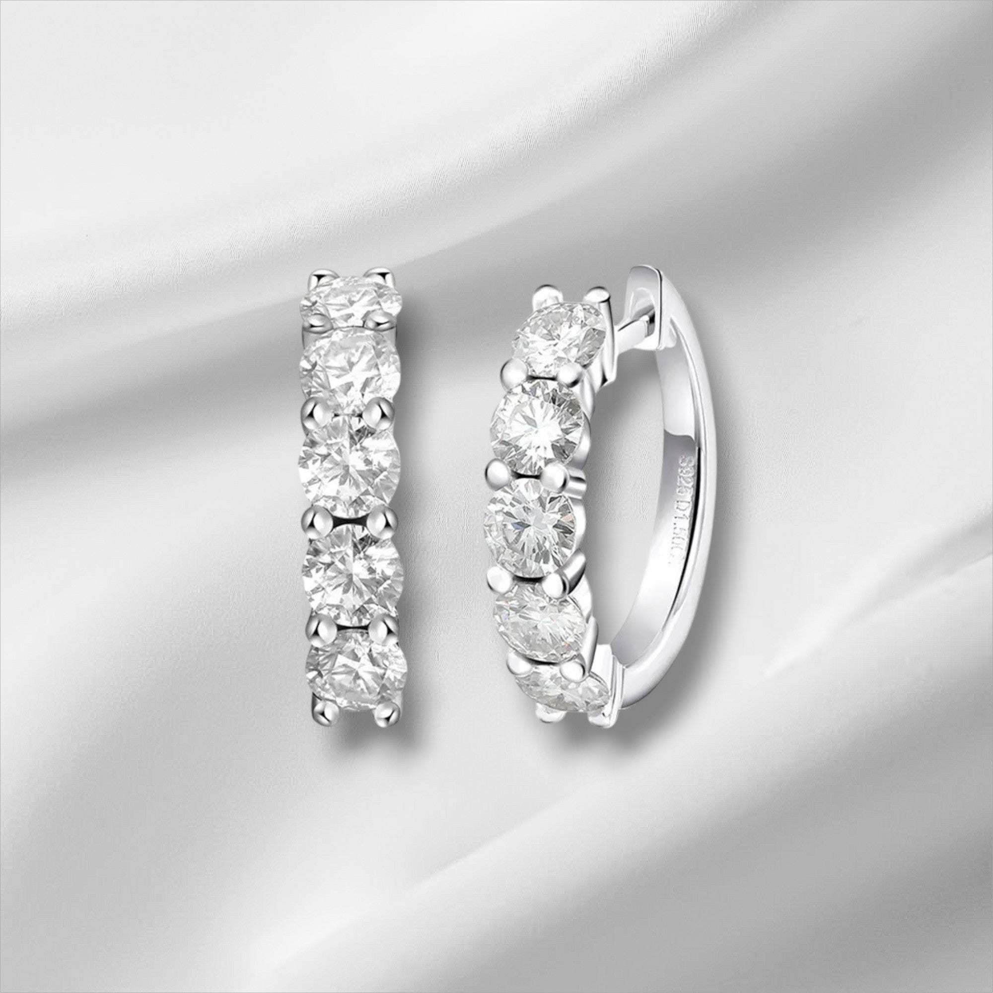 D Color Moissanite Loop Stud Earrings | S925 Silver 1ct-3ct