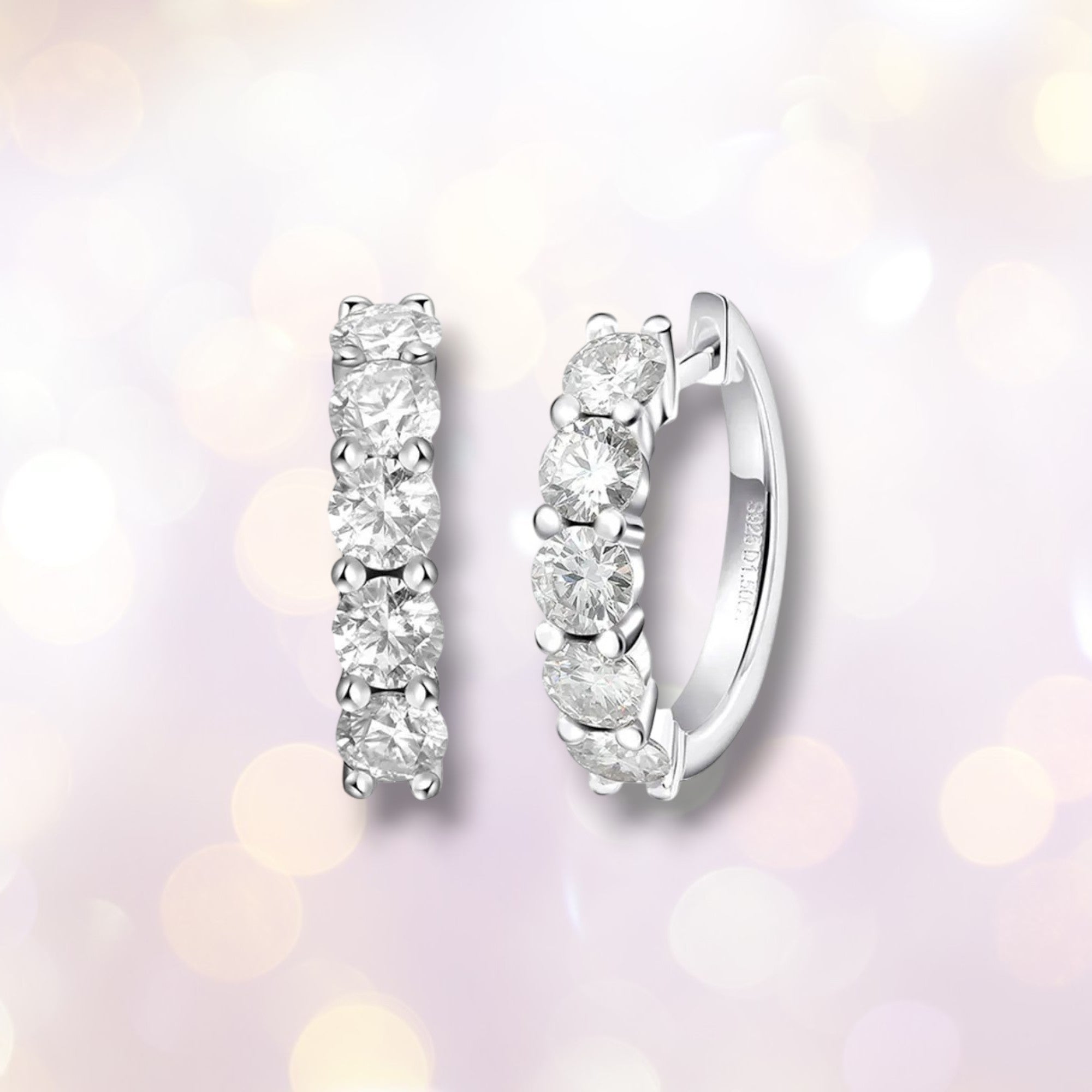 D Color Moissanite Loop Stud Earrings | S925 Silver 1ct-3ct