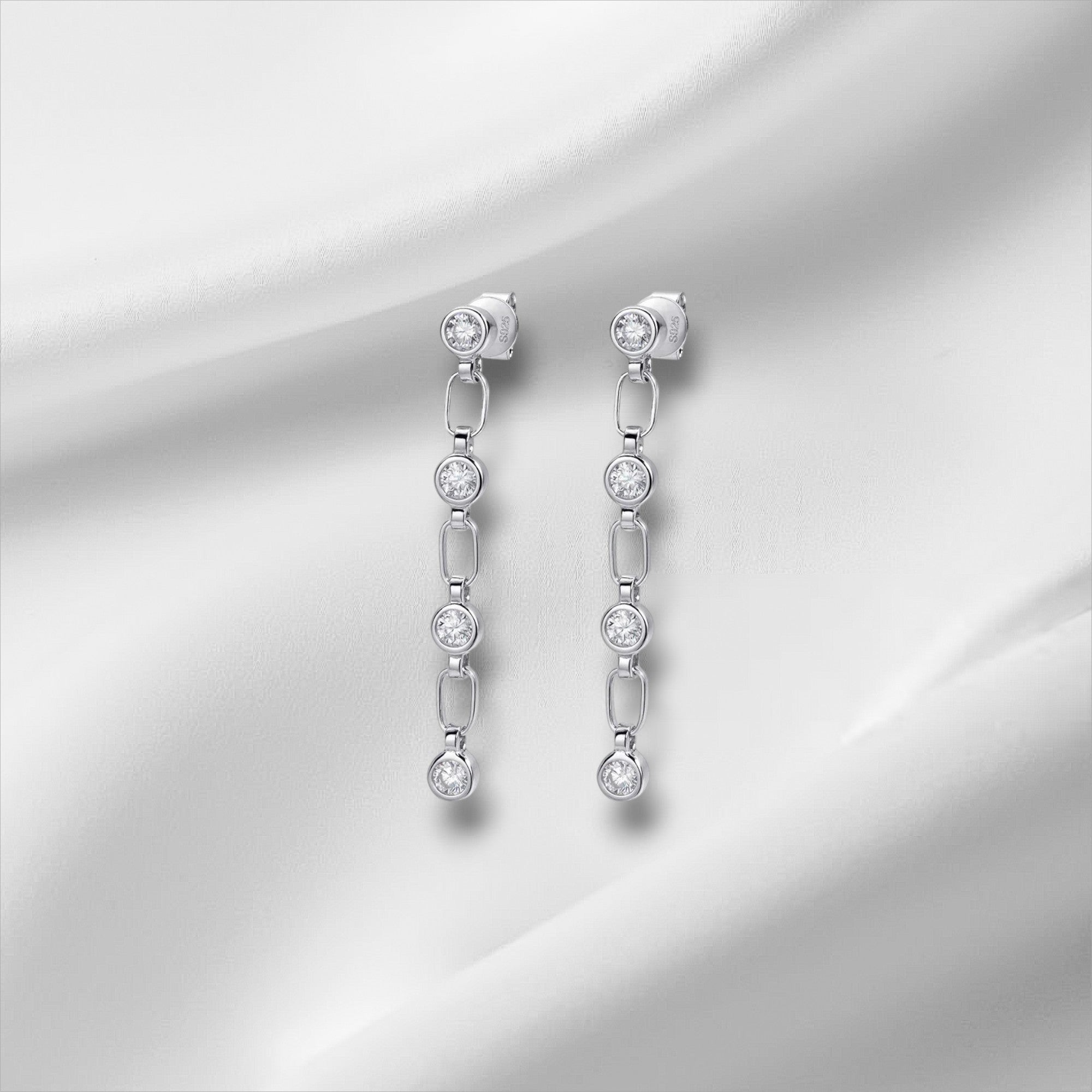 Moissanite Tassel Earrings | 0.8ct D VVS1 S925 Silver 3mm
