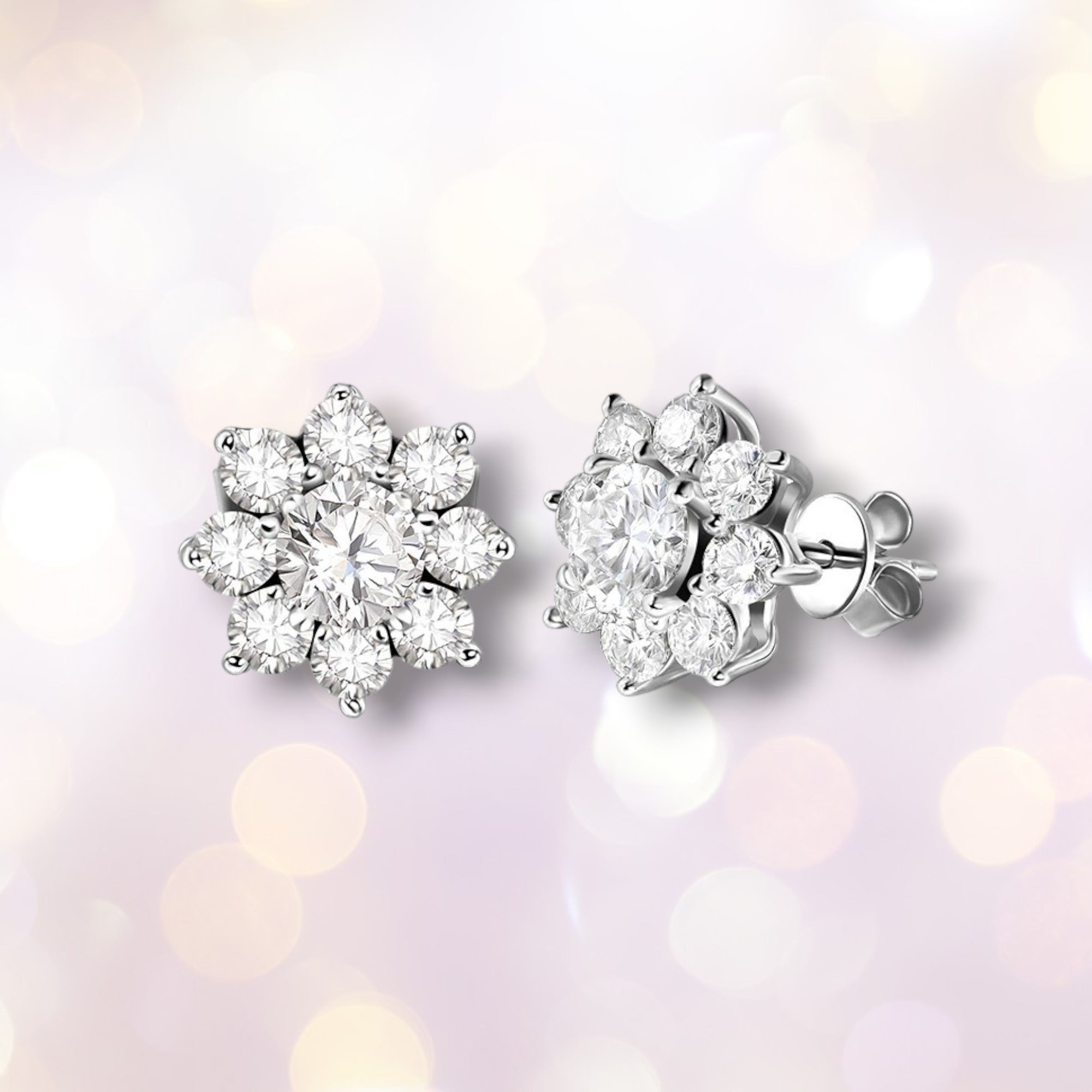D VVS1 Moissanite Stud Earrings | S925 Silver 18K Plated