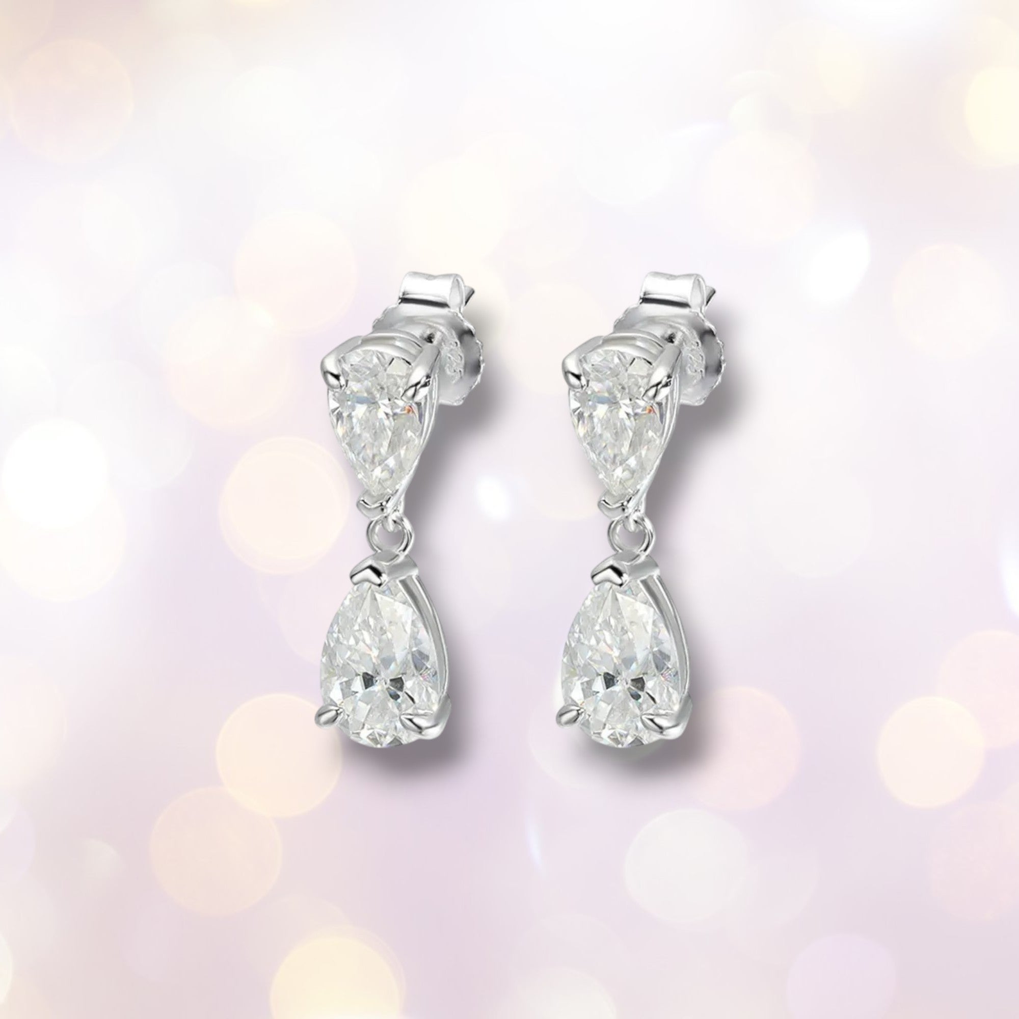 5ct Pear Moissanite Drop Earrings | D VVS1 S925 Silver